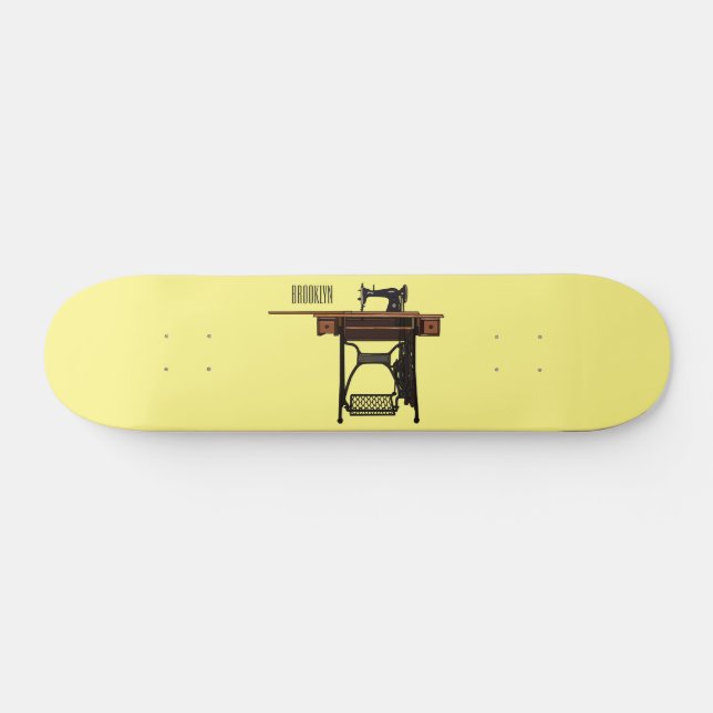 Skateboard Ilustracion de máquina de coser personalizado (Horz)