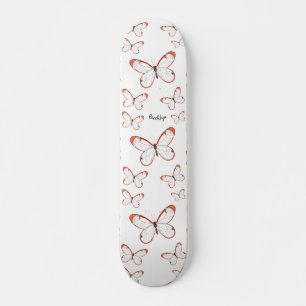 Skateboard Ilustración de mariposa de alas de vidrio animada