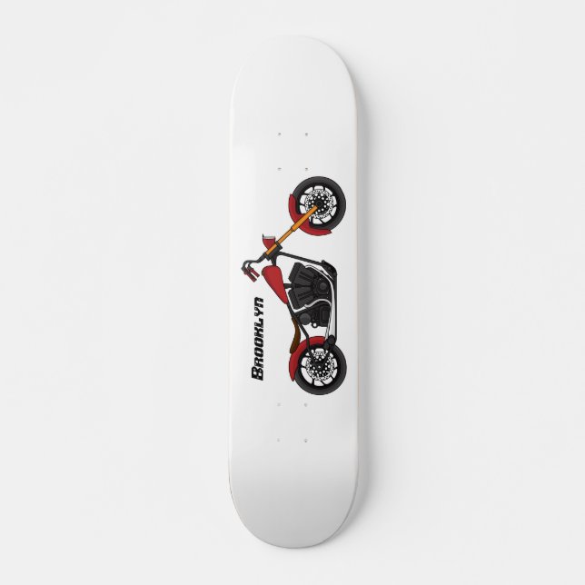 Skateboard Ilustracion de motocicleta estilo helicóptero (Anverso )