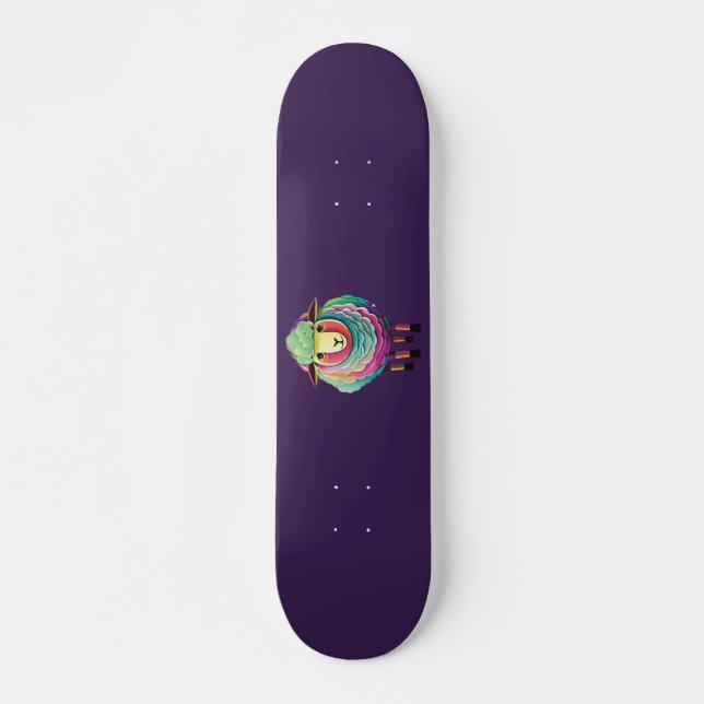 Skateboard Ilustracion de ovejas coloridas (Anverso )