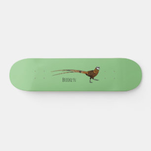 Skateboard Ilustracion de pájaro faisán de Reeves