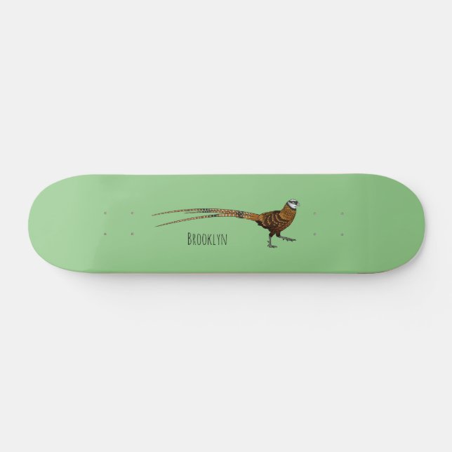 Skateboard Ilustracion de pájaro faisán de Reeves (Horz)