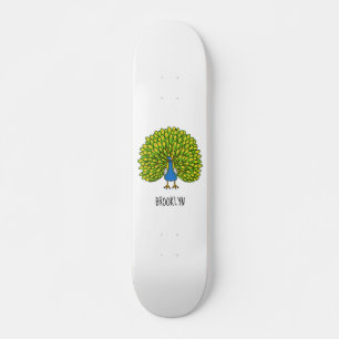 Skateboard Ilustracion de pájaro pavo real