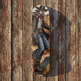 Skateboard Ilustracion de patinaje sobre Cowboy
