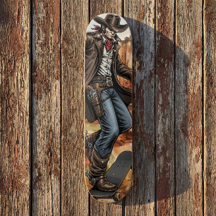 Skateboard Ilustracion de patinaje sobre Cowboy