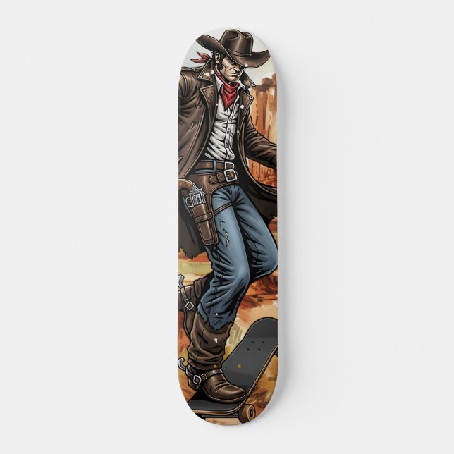 Skateboard Ilustracion de patinaje sobre Cowboy (Anverso )