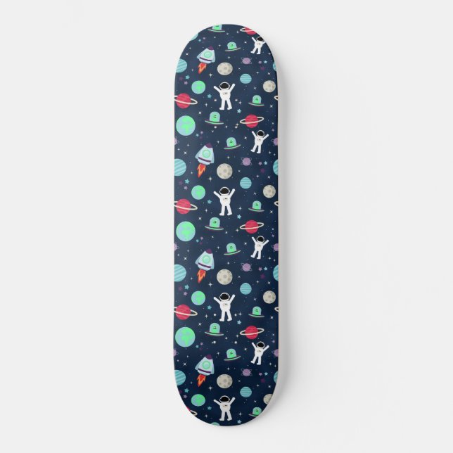 Skateboard Ilustracion de patrón de espacio (Anverso)