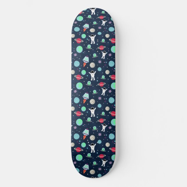 Skateboard Ilustracion de patrón de espacio (Anverso)
