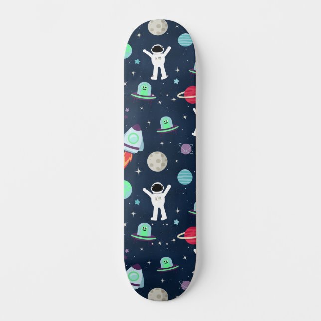 Skateboard Ilustracion de patrón de espacio (Anverso)