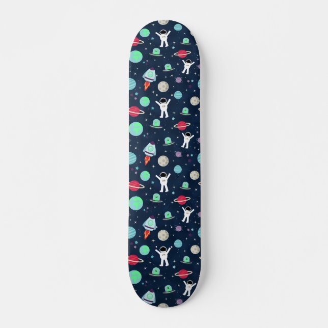 Skateboard Ilustracion de patrón de espacio (Anverso )