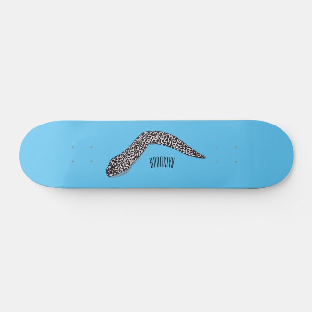 Skateboard Ilustracion de personalizado de anguila moray loca (Horz)