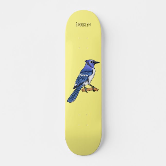 Skateboard Ilustracion de personalizado de ave azul jay  (Anverso )