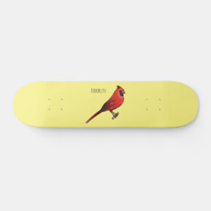 Skateboard Ilustracion de personalizado de aves cardinales de
