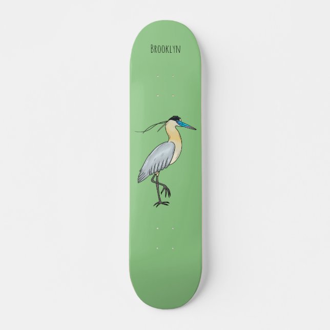 Skateboard Ilustracion de personalizado de aves de garza (Anverso )