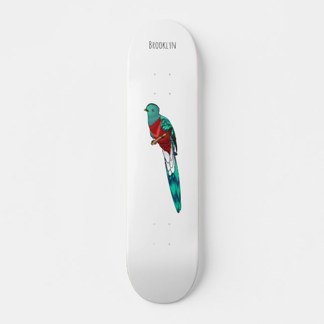 Skateboard Ilustracion de personalizado de aves quetzales res (Anverso )