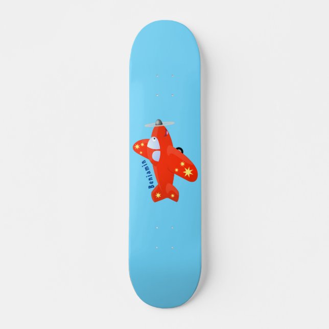 Skateboard Ilustracion de personalizado de avión rojo con vue (Anverso )