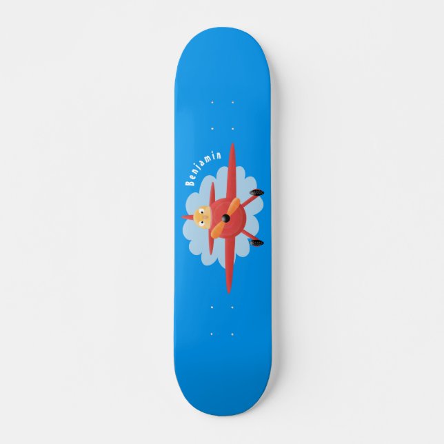 Skateboard Ilustracion de personalizado de avión rojo que vue (Anverso )