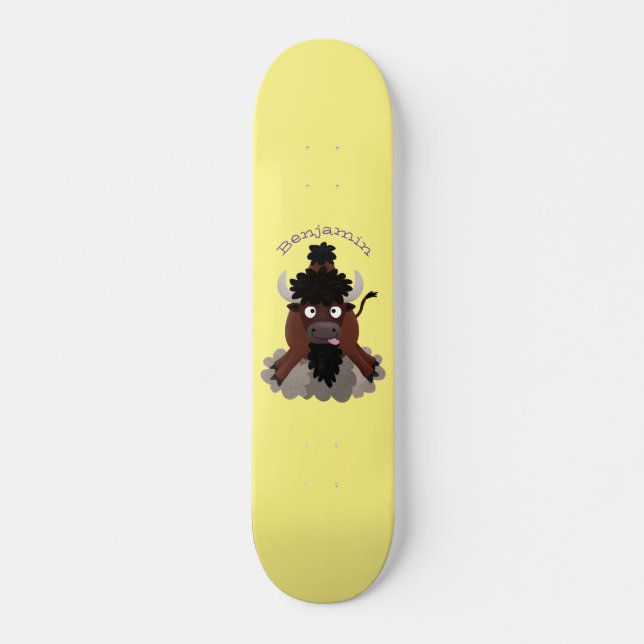 Skateboard Ilustracion de personalizado de bisontes búfalos d (Anverso )