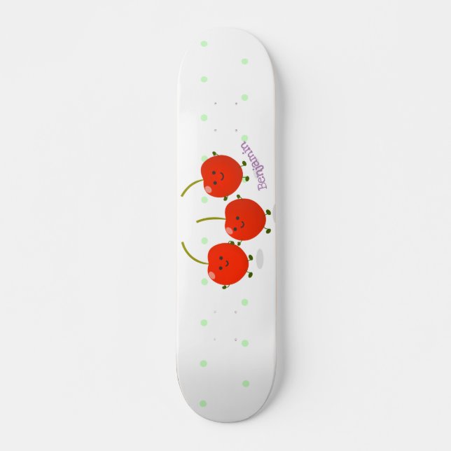 Skateboard Ilustracion de personalizado de cerezas rojas de s (Anverso )