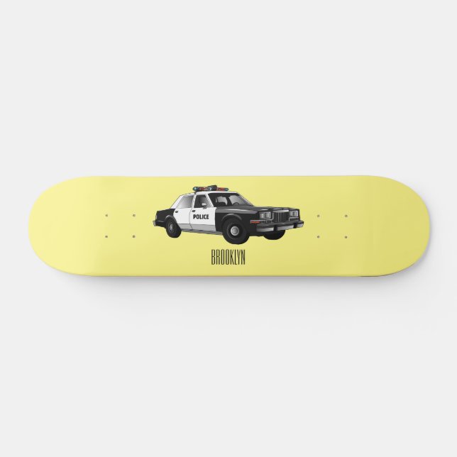 Skateboard Ilustracion de personalizado de coches de policía (Horz)
