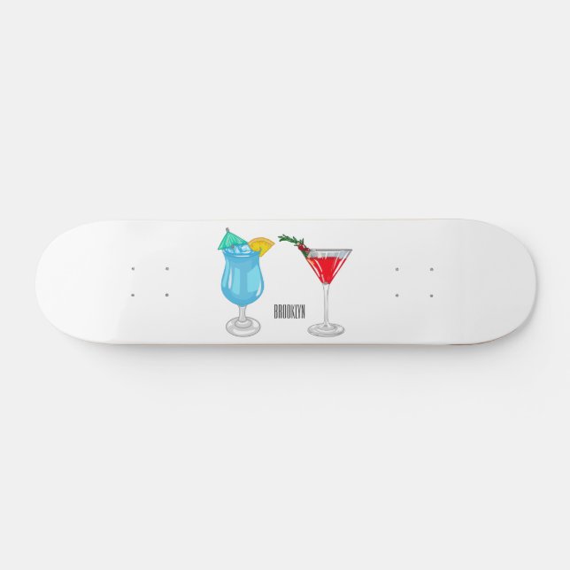Skateboard Ilustracion de personalizado de cócteles (Horz)