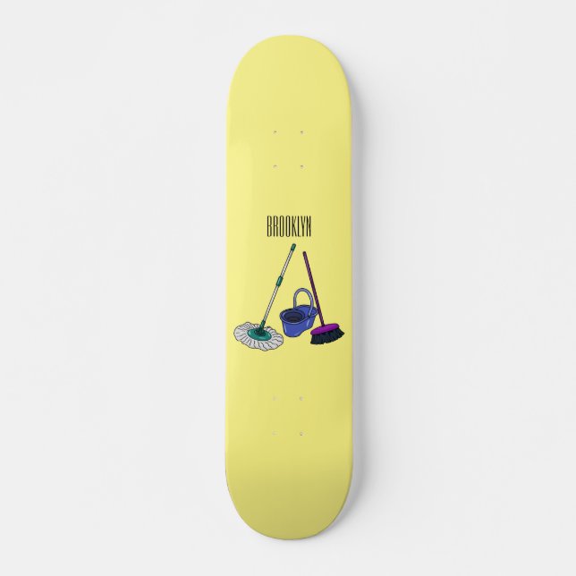 Skateboard Ilustracion de personalizado de escobas y mopas (Anverso )