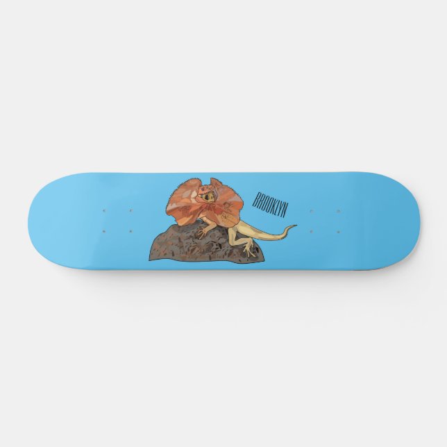 Skateboard Ilustracion de personalizado de lagarto de cuello  (Horz)