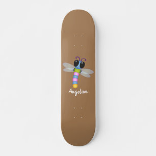 Skateboard Ilustracion de personalizado de libélula azul y ro