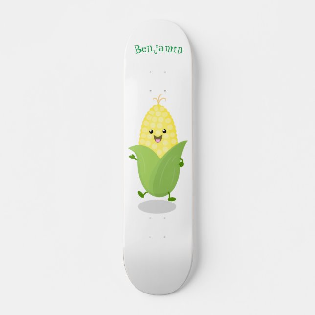 Skateboard Ilustracion de personalizado de maíz feliz (Anverso )
