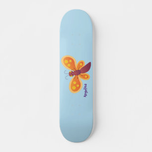Skateboard Ilustracion de personalizado de mariposa naranja f