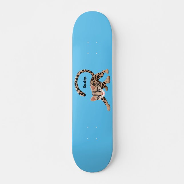 Skateboard Ilustracion de personalizado de ocelot de Cute (Anverso )