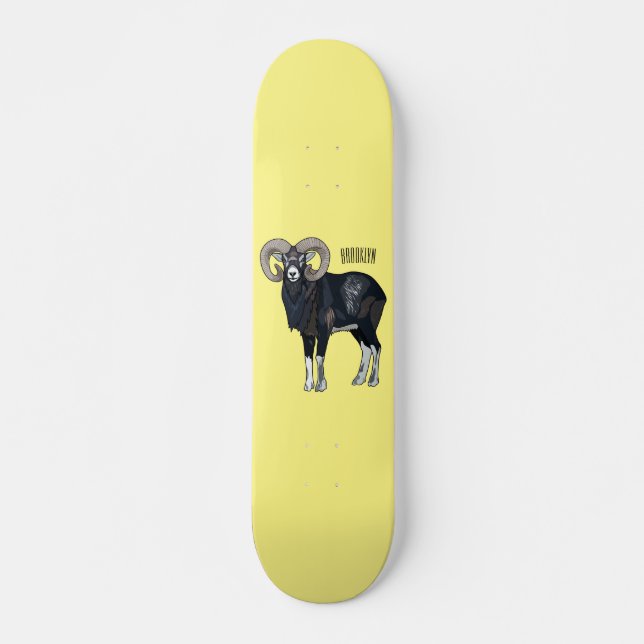 Skateboard Ilustracion de personalizado de ovino Mouflon (Anverso )