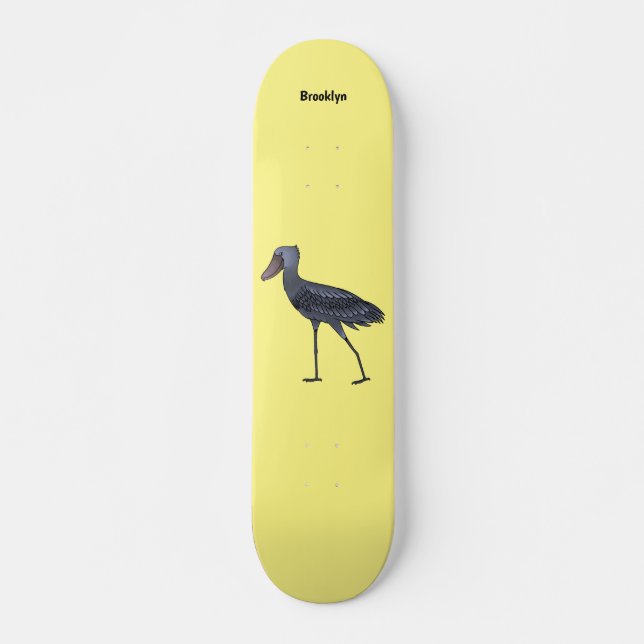 Skateboard Ilustracion de personalizado de pájaro Shoebill  (Anverso )