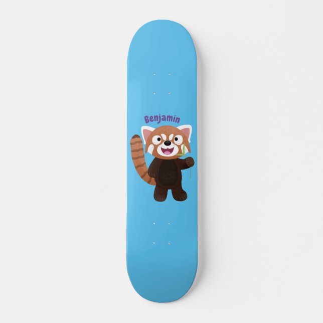 Skateboard Ilustracion de personalizado de panda rojo (Anverso )