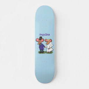 Skateboard Ilustracion de personalizado de pareja de ratones