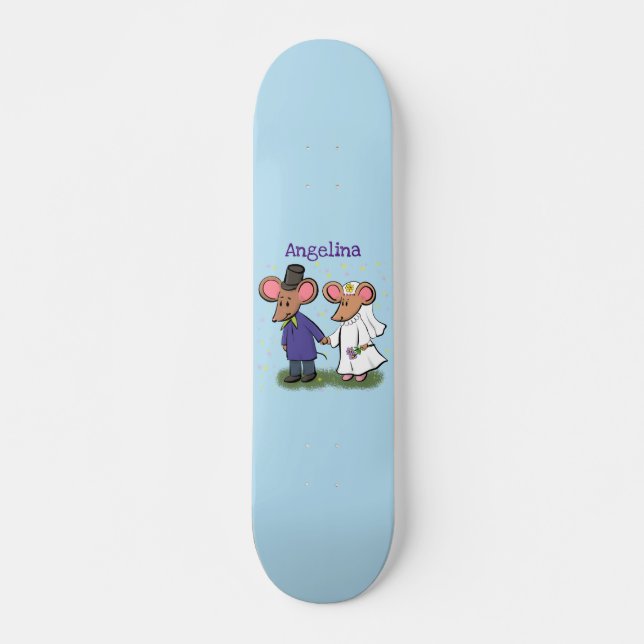 Skateboard Ilustracion de personalizado de pareja de ratones (Anverso )
