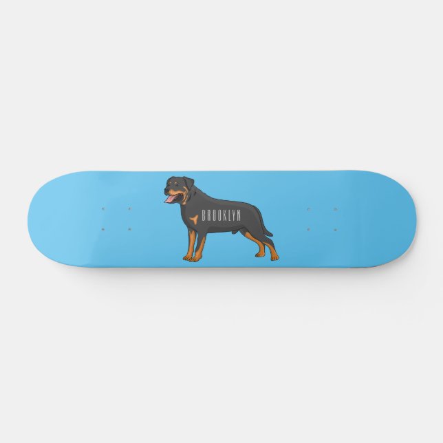 Skateboard Ilustracion de personalizado de perro de Rottweile (Horz)