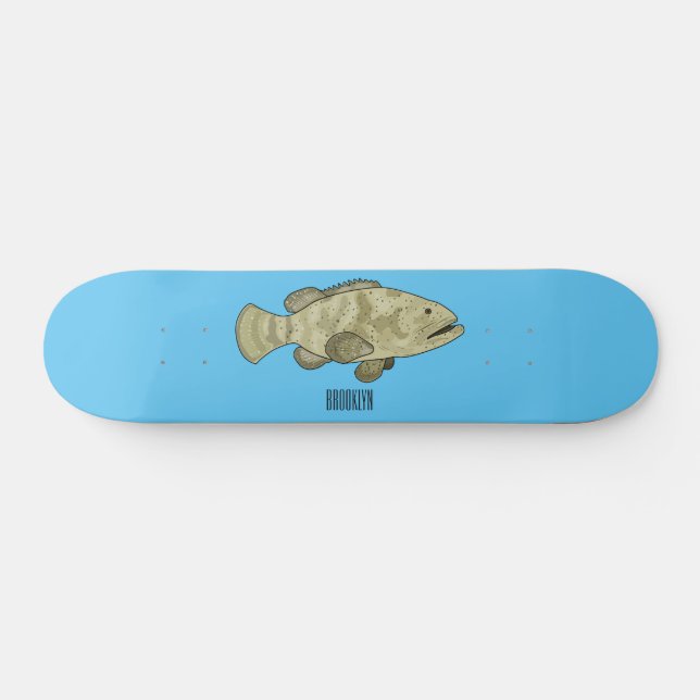 Skateboard Ilustracion de personalizado de pescado de grupo (Horz)