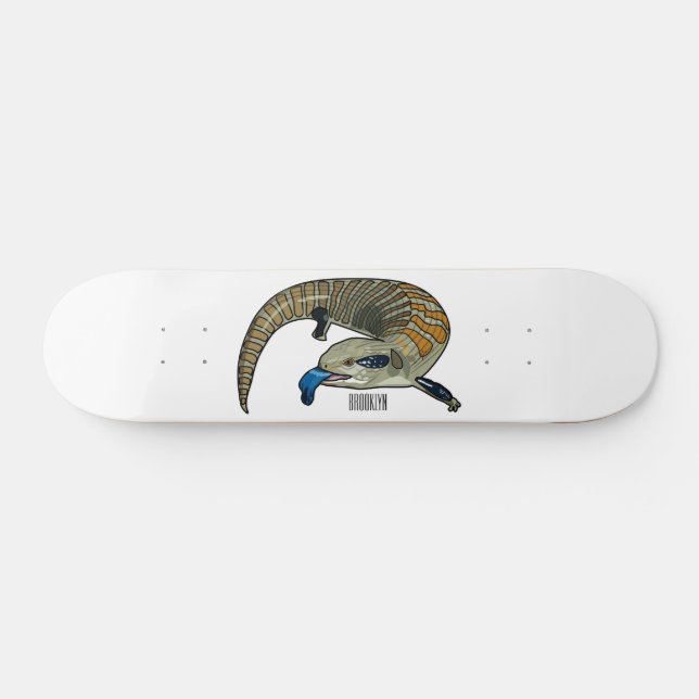 Skateboard Ilustracion de personalizado de piel de tono azul (Horz)