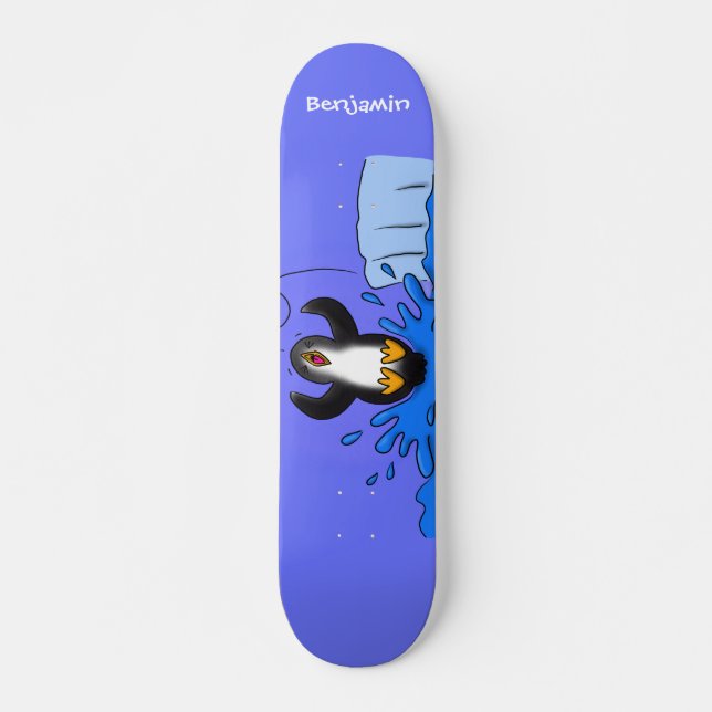 Skateboard Ilustracion de personalizado de pingüino puenteado (Anverso )