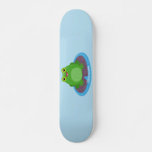 Skateboard Ilustracion de personalizado de rana verde alegre