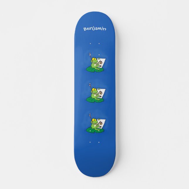 Skateboard Ilustracion de personalizado de rana verde lindo (Anverso )