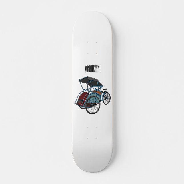 Skateboard Ilustracion de personalizado de rickshaw en bicicl (Anverso )