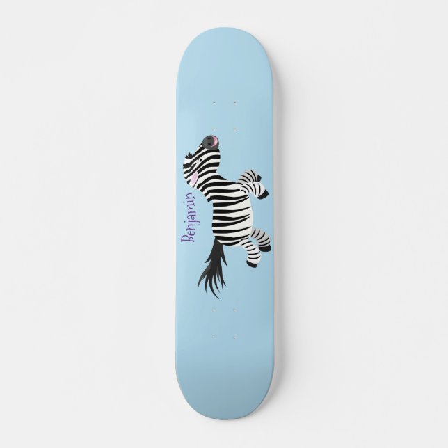 Skateboard Ilustracion de personalizado de zebra graciosa (Anverso )