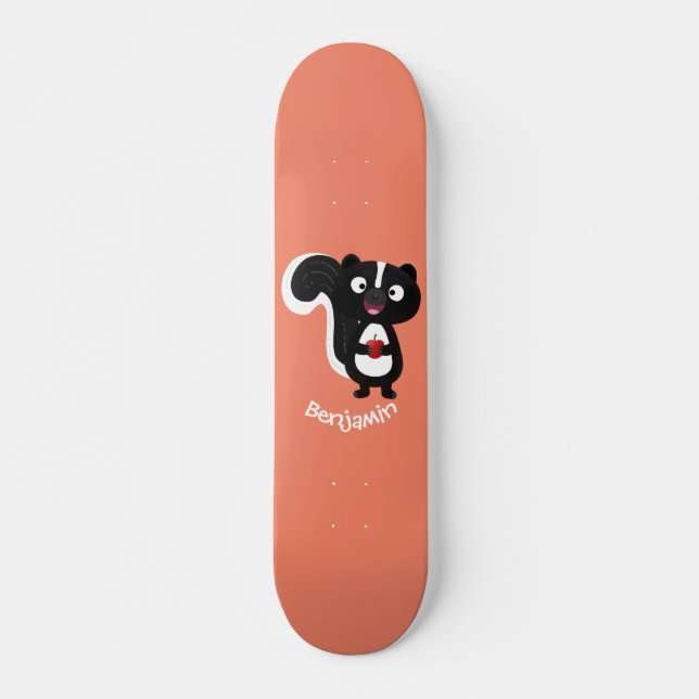 Skateboard Ilustracion de personalizado de zorrillo alegre (Anverso )