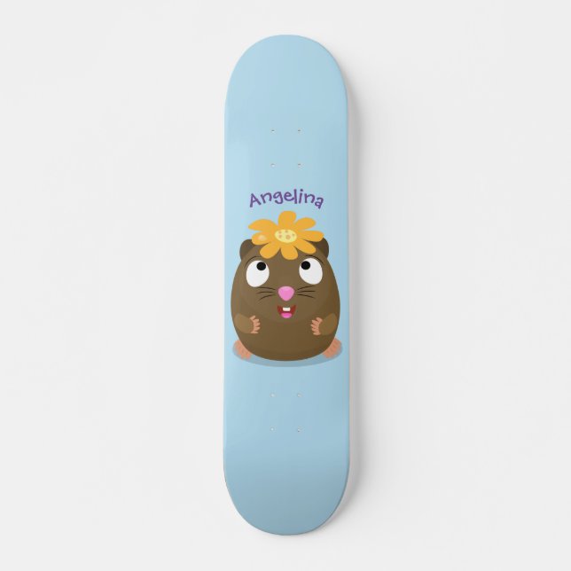 Skateboard Ilustracion de personalizado feliz de conejillo de (Anverso )