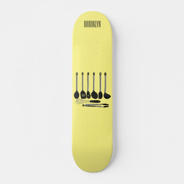 Skateboard Ilustracion de personalizados utensiales de cocina (Anverso )