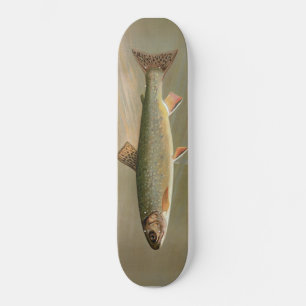 Skateboard Ilustracion de pescado de la vintage de la trucha 