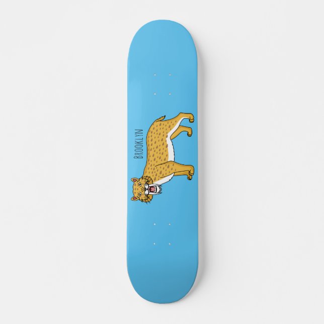 Skateboard Ilustracion de tigre con dientes de saber (Anverso )
