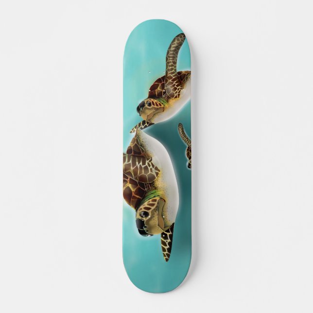Skateboard Ilustracion de tortugas marinas (Anverso )